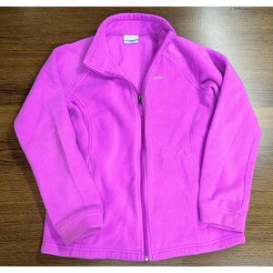 Columbia Jacket Girls Large 14/16‎ Fleece Full Zip Long Sleeve Pockets Pink READ